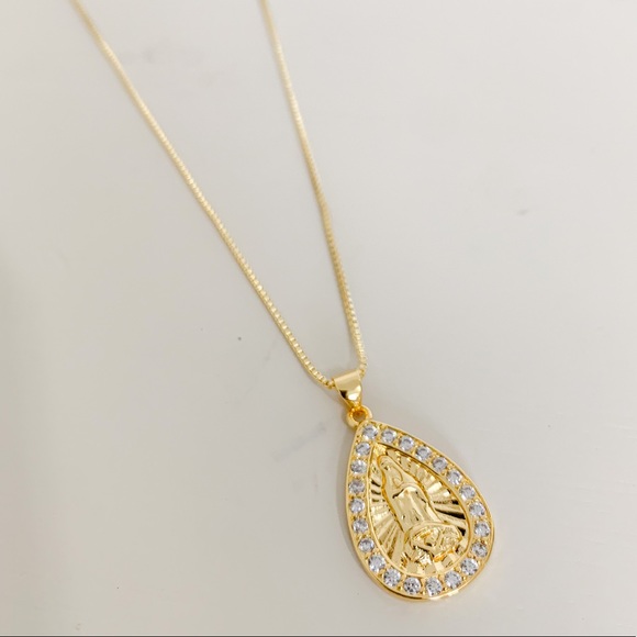 Tear Drop Lady Guadalupe Necklace |14k Gold Filled - Picture 3 of 8